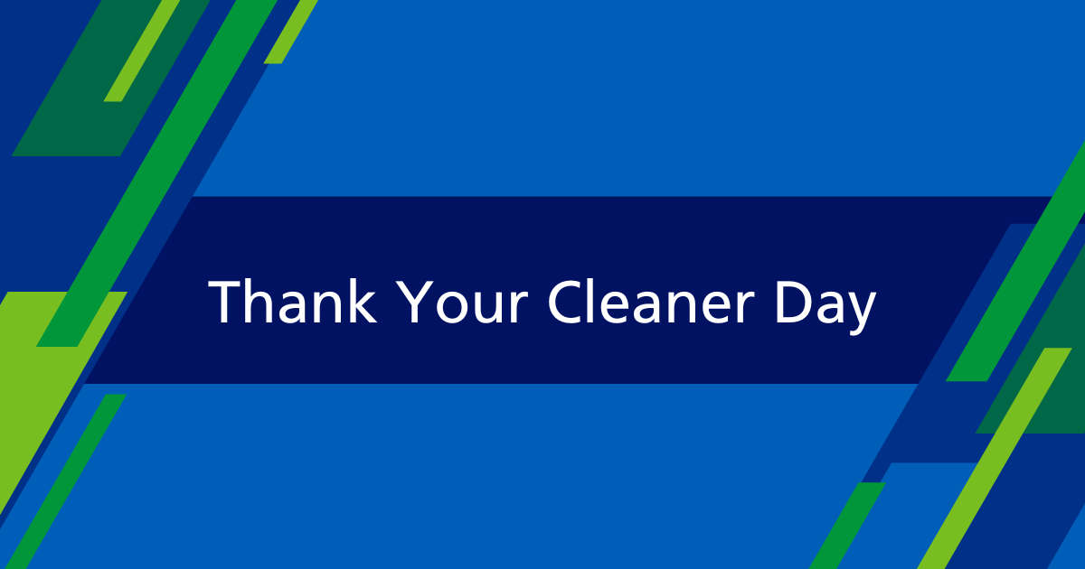 Image with NHSP branding and text: Thank your cleaner day