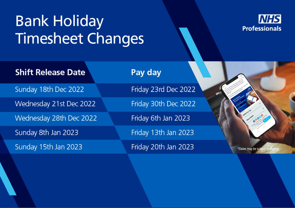 Christmas and New Year Bank Holiday timesheet changes NHS Professionals