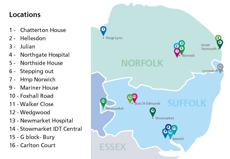 Map Of Suffolk And Norfolk Norfolk And Suffolk Nhs Foundation Trust | Nhs Professionals